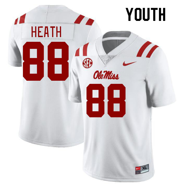 Youth #88 Kyirin Heath Ole Miss Rebels College Football Jerseyes Stitched Sale-White